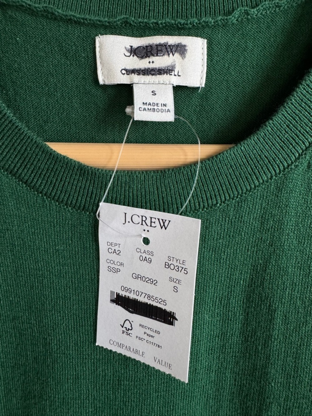 J. Crew Factory Women’s Classic Sweater Shell - Size Small - Serene Spruce Green - Picture 4 of 4